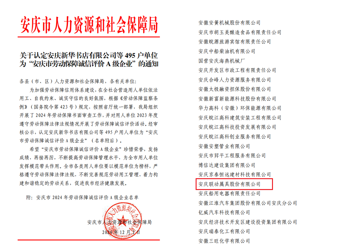 安慶市勞動(dòng)保障誠信評價(jià)A級企業(yè).png